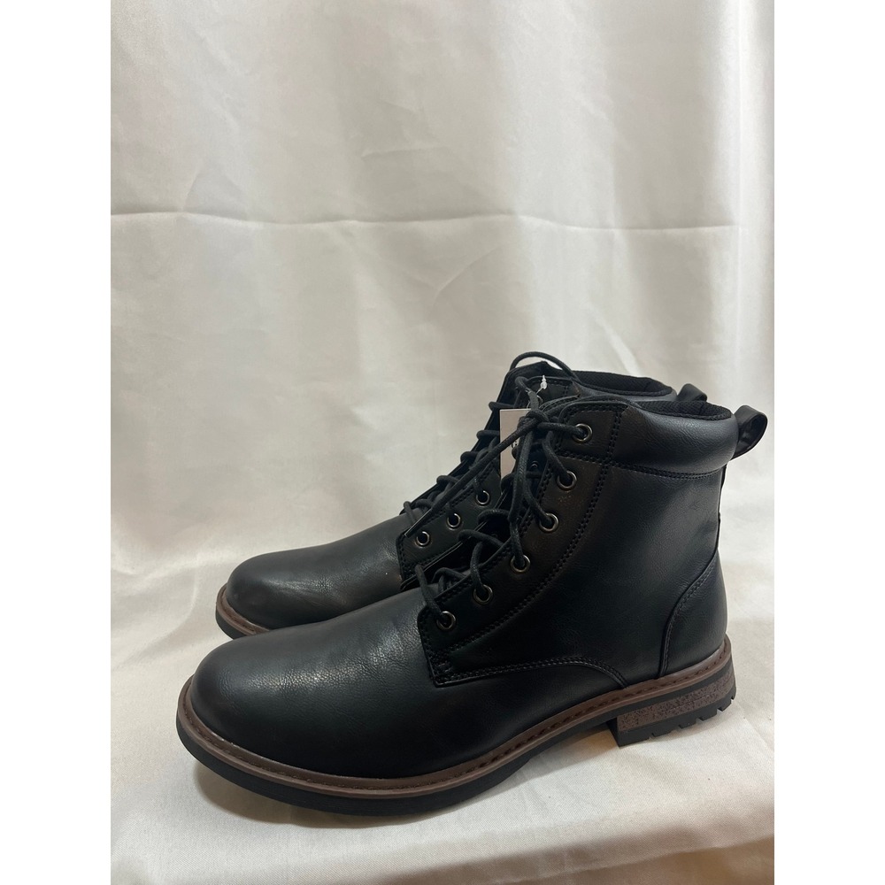 Goodfellow & Co Mens Black Lace Up Combat Ankle Boots Size 12 Lug Sole New